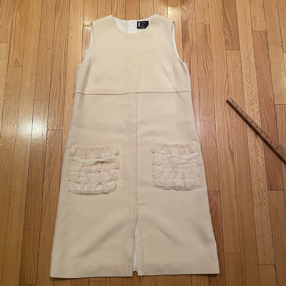 Amelia Toro Barney's Ivory Wool Silk Sleeveless Dress Size 6